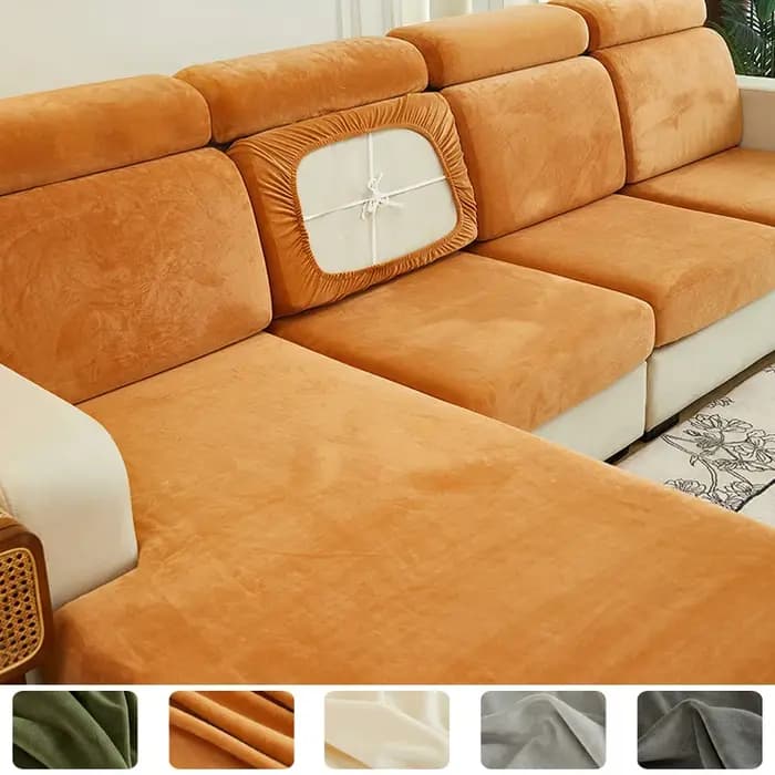 Juste de coussin de canapé en velours extensible