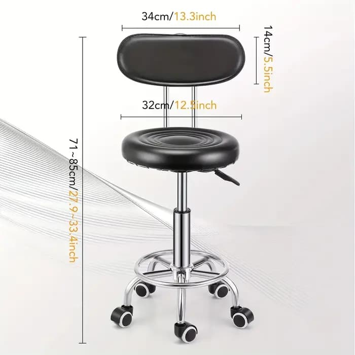 Tabouret de bar pivotant réglable avec dossier – Faux cuir contemporain et fer chromé