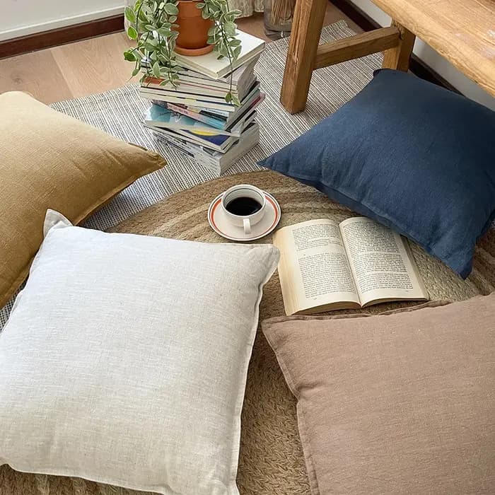 Housse de coussin de canapé en coton et lin épais