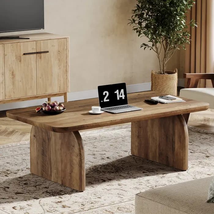 Tribesigns Farmhouse Table basse rectangulaire, table à thé cocktail centrale en bois d'ingénierie d