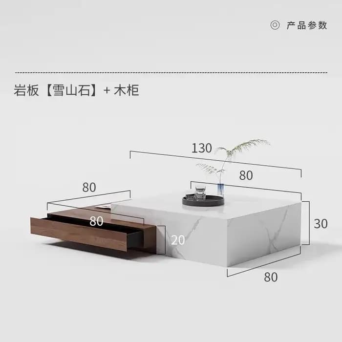 Table basse décorative réglable, style japonais, blanche, carrée, pour salon, avec rangement minimal