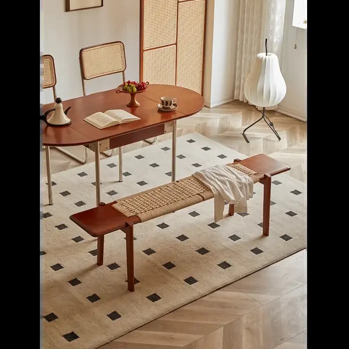 Banc vintage style nordique wabi-sabi maison en bois massif pour chaussures tabouret médiéval chambr