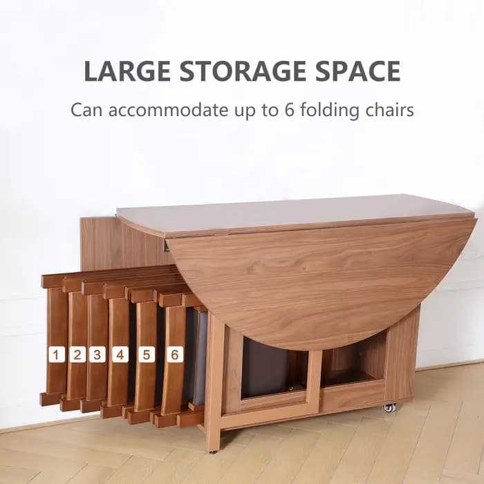 Table à manger ronde pliante multifonctionnelle avec chaises
