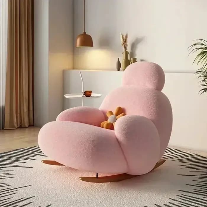 Chaise de Salon blanche moelleuse, inclinable au sol ergonomique et moderne, Meuble de Salon, meuble