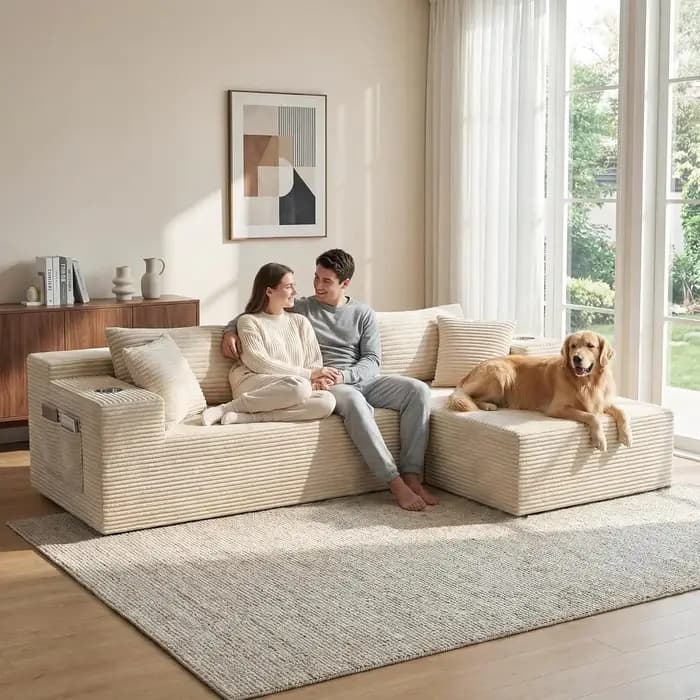 Canapé sectionnel Cloud de 108 pouces avec chaise longue en forme de L, canapé modulaire moderne, ca