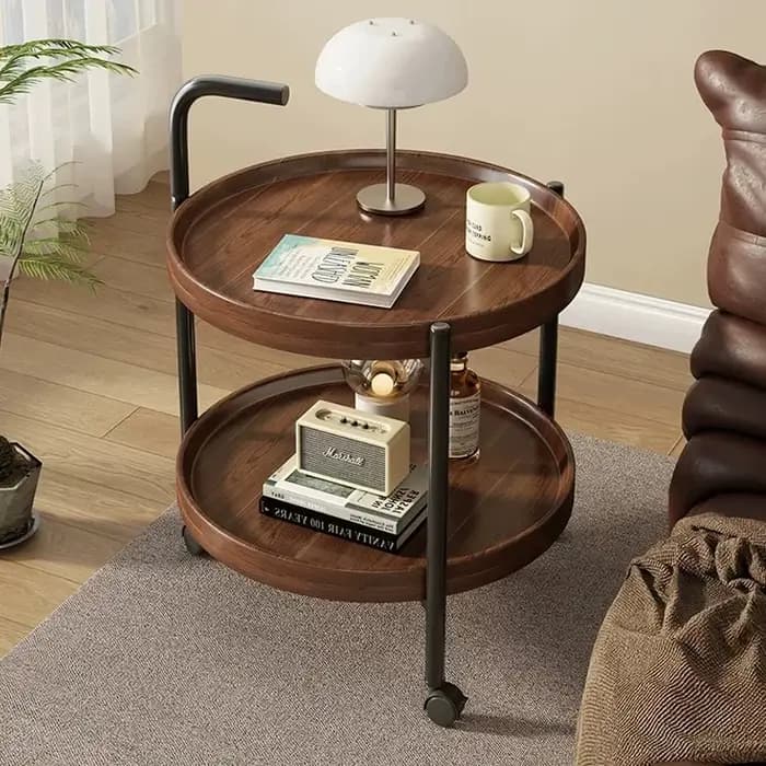 Tables d'appoint pour boissons, tables d'appoint vintage rétro du milieu du siècle, table à deux niveaux minimaliste, meubles de salon.