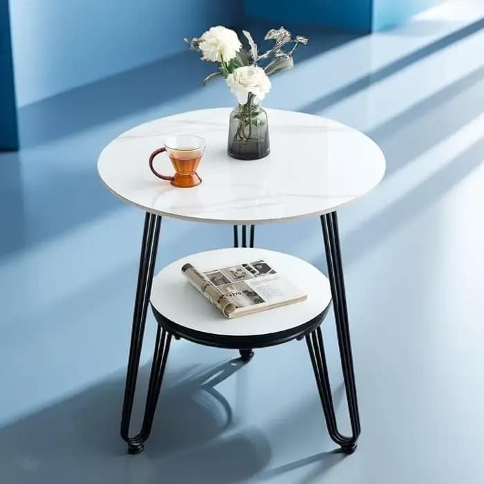 Tables basses rondes de salon, tables d'appoint modernes minimalistes à double niveau, tables basses rondes rétro pour couloir, meubles de maison