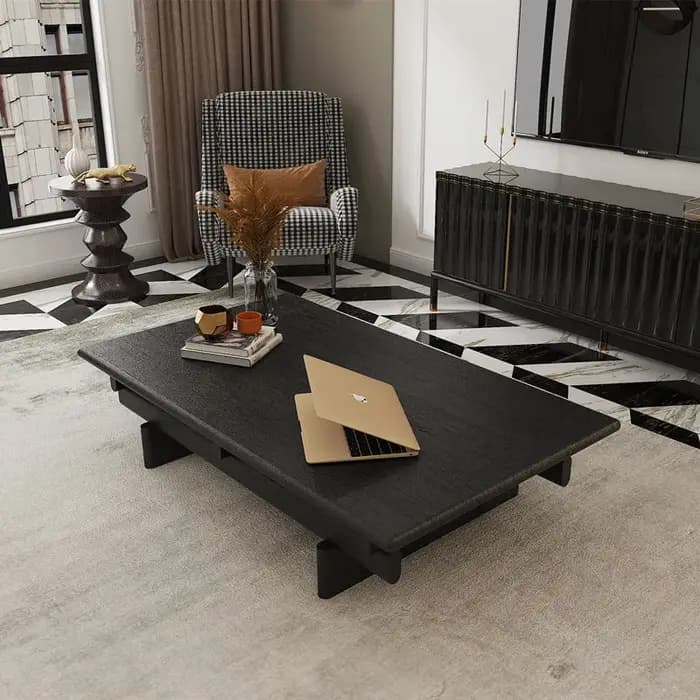 Tables basses en bois massif noir