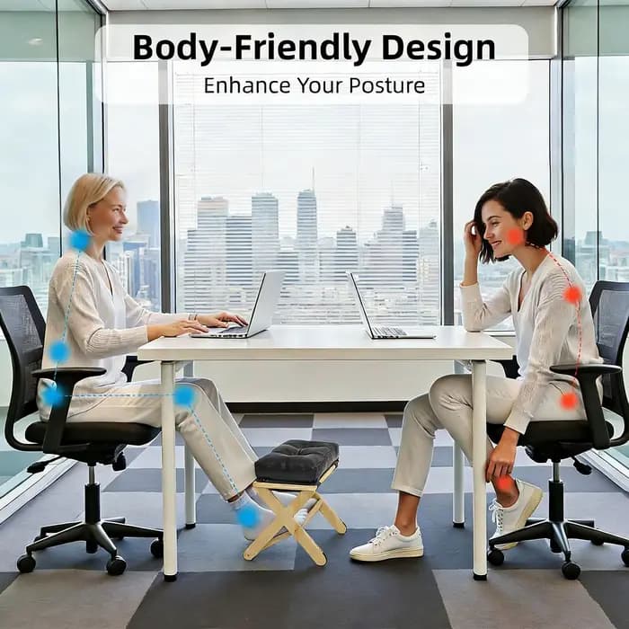 Repose-pieds en bois à double couche antidérapant ergonomique pour bureau
