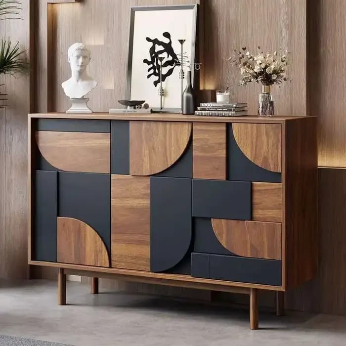 Meubles de salon de luxe noirs avec rangements, armoires murales d'angle pour salon, meubles de mais