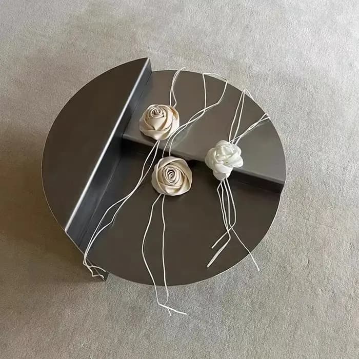 Table d'appoint minimaliste en métal pour canapé, Table basse ronde en acier inoxydable, Table d'app