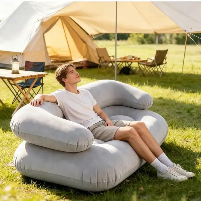 Canapé floqué durable pour adultes, chaise longue gonflable robuste, canapé gonflable simple ou double pour usage intérieur et extérieur