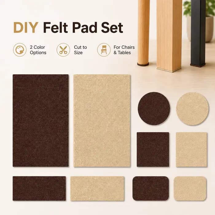 Feutre protecteur personnalisable pour pieds de meubles, feuilles de feutre à découper soi-même pour protéger les sols des chaises et des tables, marron beige
