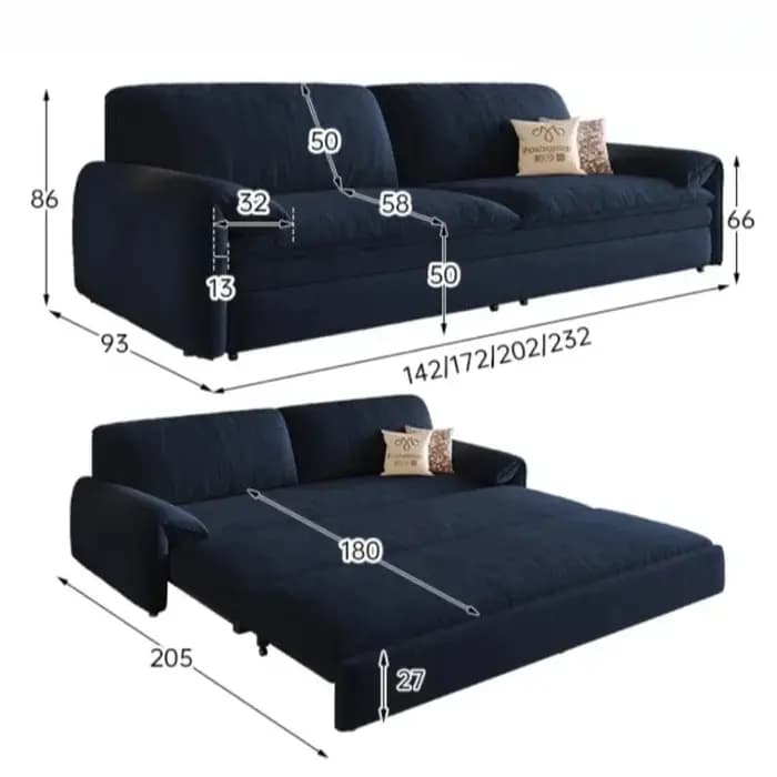 Canapé-lit de rangement vintage pliable en tissu pour petit espace