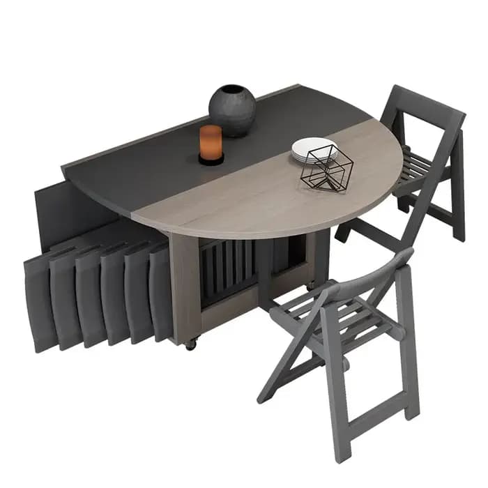 Table à manger pliante avec chaises pliantes, meuble multifonctionnel, rond et mobile, à la mode