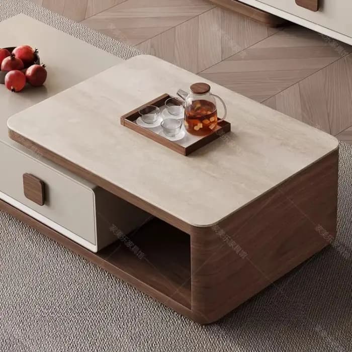 Table basse de salon nordique avec rangement