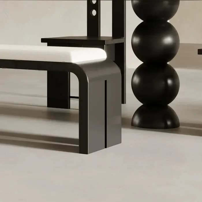 Pouf rétro pour salon, repose-pieds, tabouret de canapé en bois massif noir français, meubles pour la maison, mobilier du milieu du siècle