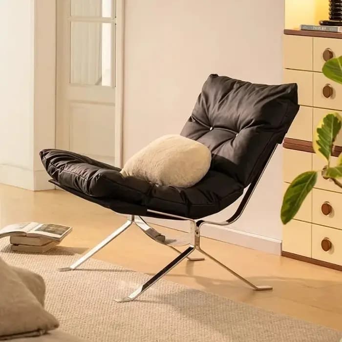 Chaise de salon simple nordique en cuir