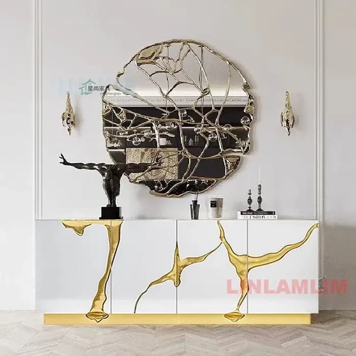 Buffet de Luxe Noir/Blanc avec Accent localité Meuble de Rangement Brcorporelle pour Salon ou Salle à Manger