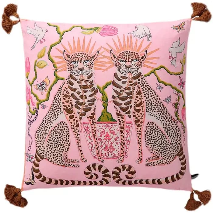 Juste de coussin rétro de luxe avec imprimé léopard