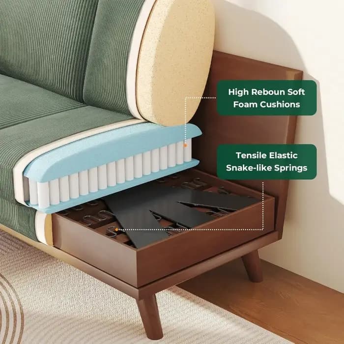 Canapé causeuse Vesgantti 68 – Vert, velours côtelé confortable avec coussin à ressorts, cadre en bo