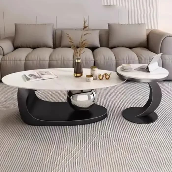 Table Basse Ovale en Bois localité, Design Nordique, Luxe, Moderne, Unique, Esthétique Italienne, Mo