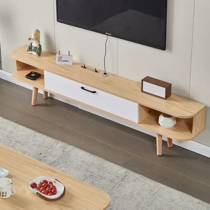 Meuble TV en bois massif pour petit appartement, maison de location étroite, économique, simple, pou