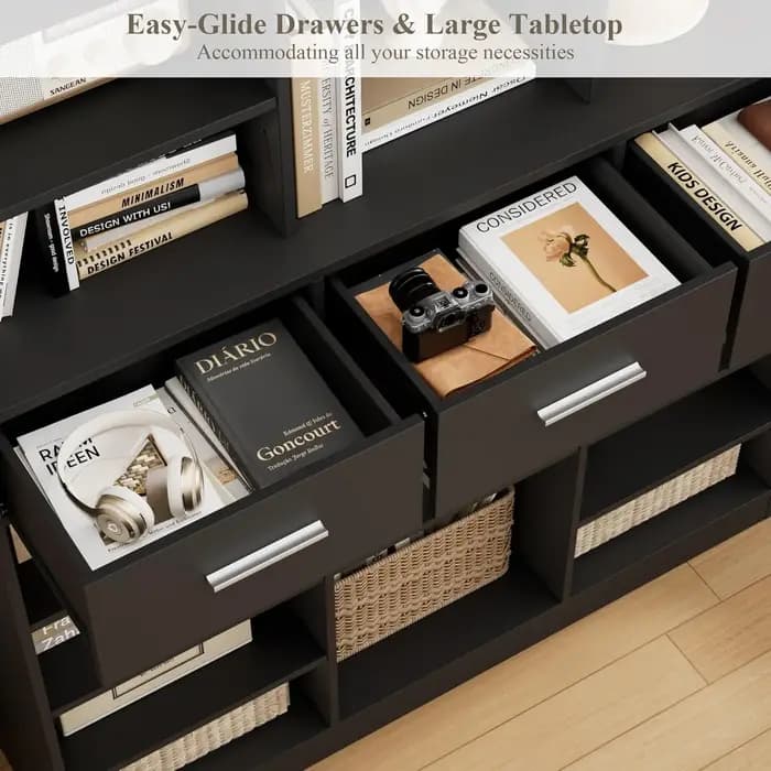 Étagère à livres et bibliothèque de 75 pouces de hauteur, bibliothèque de 47 pouces de large avec ti