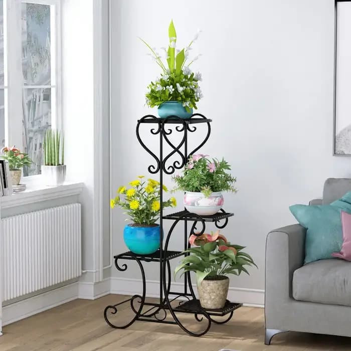 Étagère en métal pour plantes, présentoir à fleurs, jardinière de jardin, support avec étagères à 4