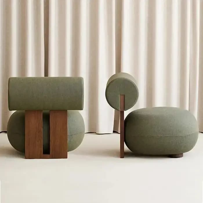 Nordique, bois massif, canapé, moderne, luxe léger, Style crème, salon, paresseux, chaise, chaise de