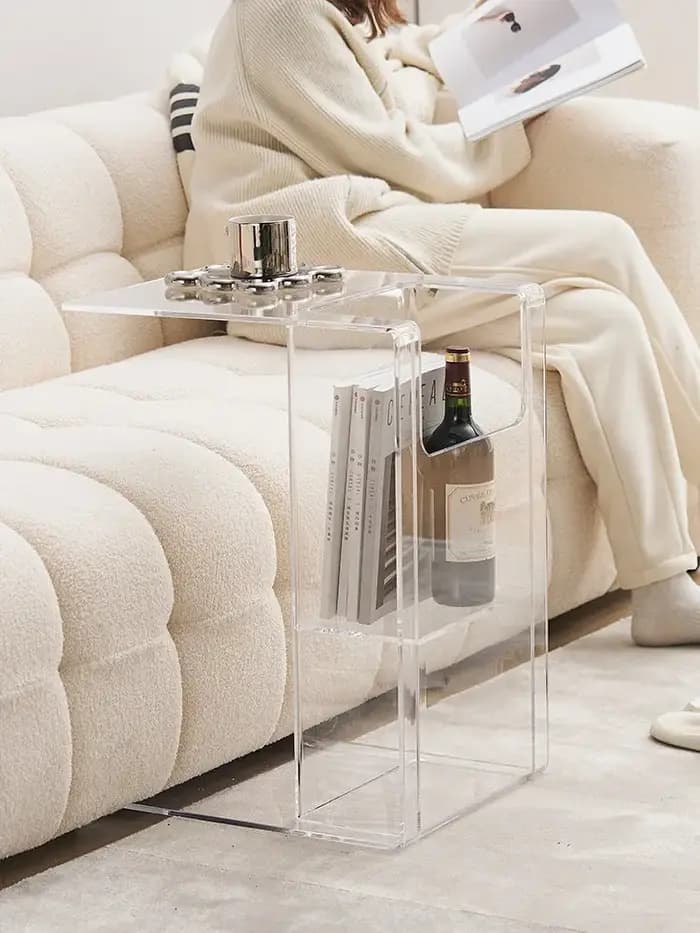 Table basse transparente en acrylique de style nordique