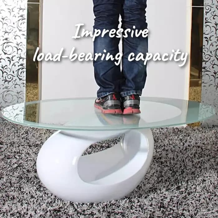 Table basse elliptique créative en verre avec rangement