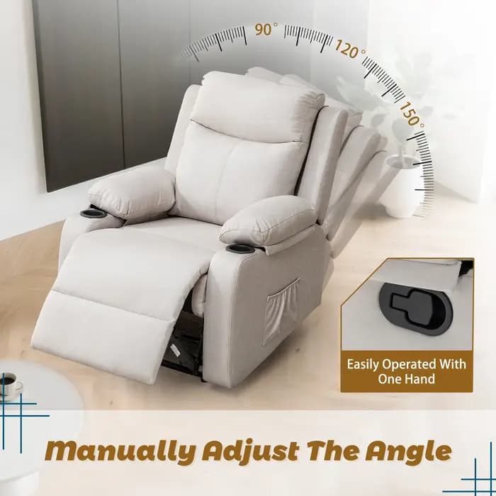 Korser Petites fauteuils inclinables pour petits espaces, chaise inclinable manuelle avec porte-gobe