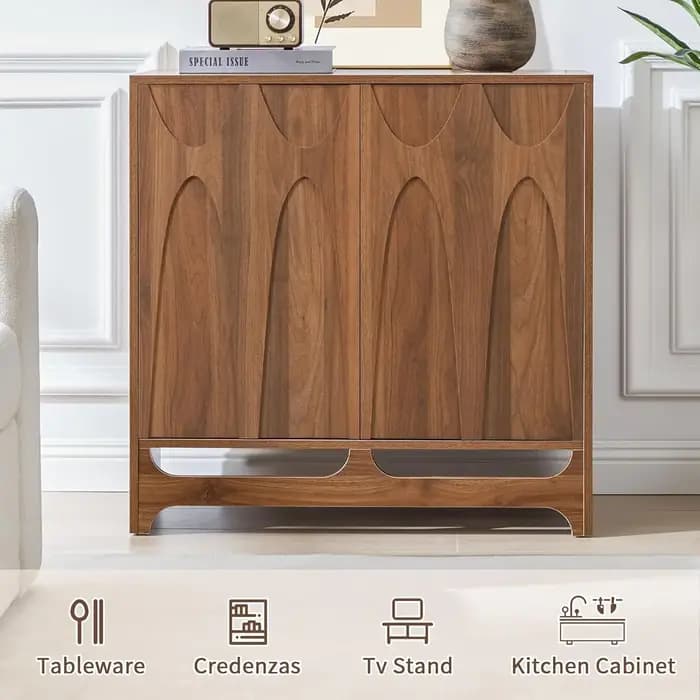 Buffet Buffet avec ensemble de rangement de 3, armoire de rangement moderne du milieu du siècle de 9