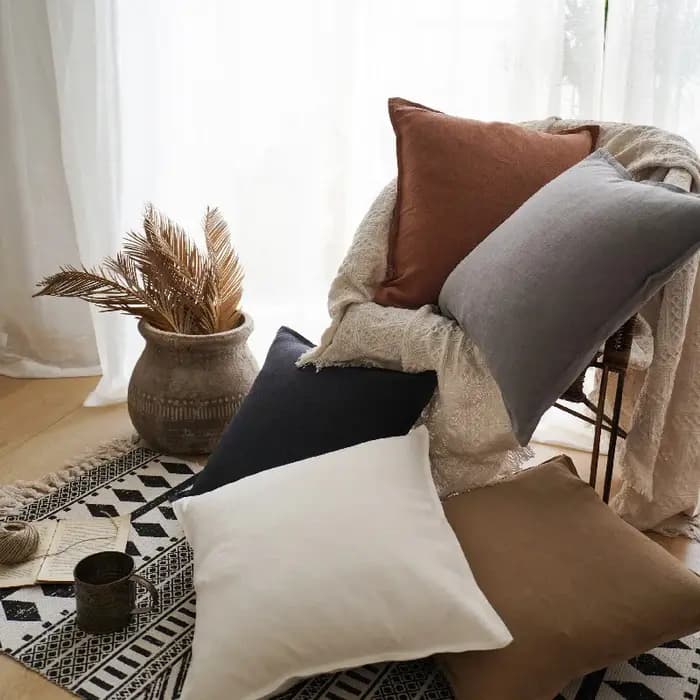 Housse de coussin de canapé en coton et lin épais