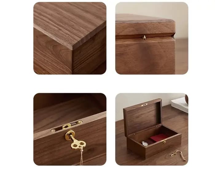 Boîte de rangement de bureau en bois massif