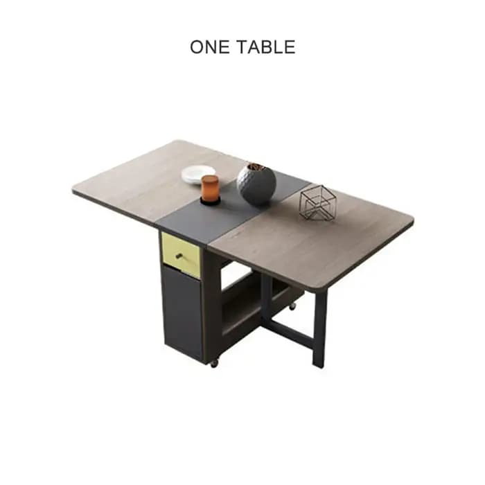 Table de Salle à Manger Pliante avec Rangement T1 et Deux Tiroirs de Rangement, Table de Cuisine Mob