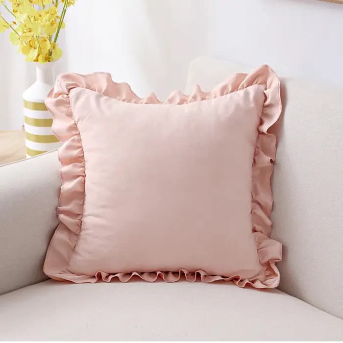 Juste de coussin en faux daim doux à volants