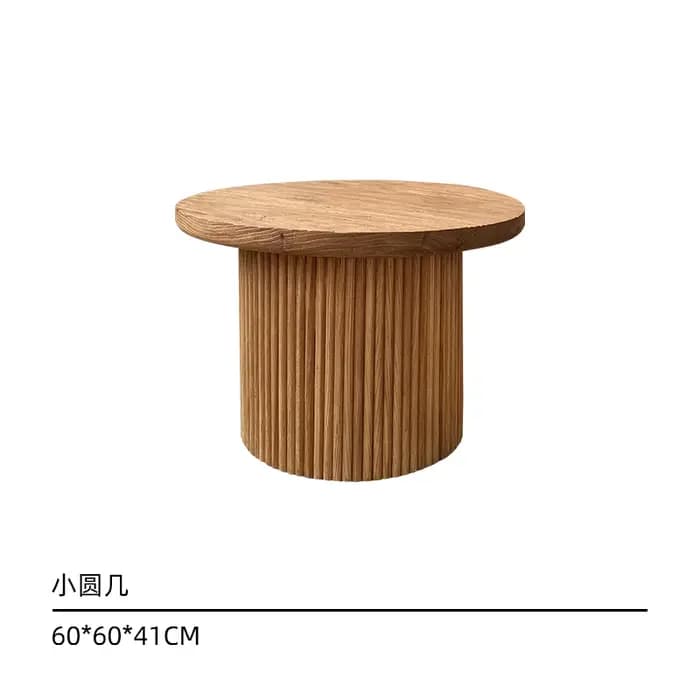 Table basse ronde en bois massif LMM style wabi-sabi