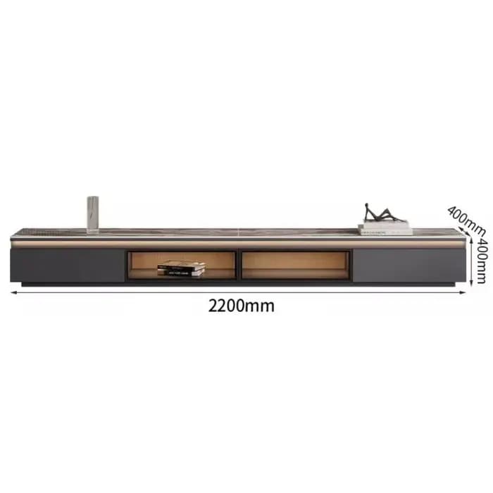 Meuble TV de Luxe Design Moderne avec Rangement et Vitrine