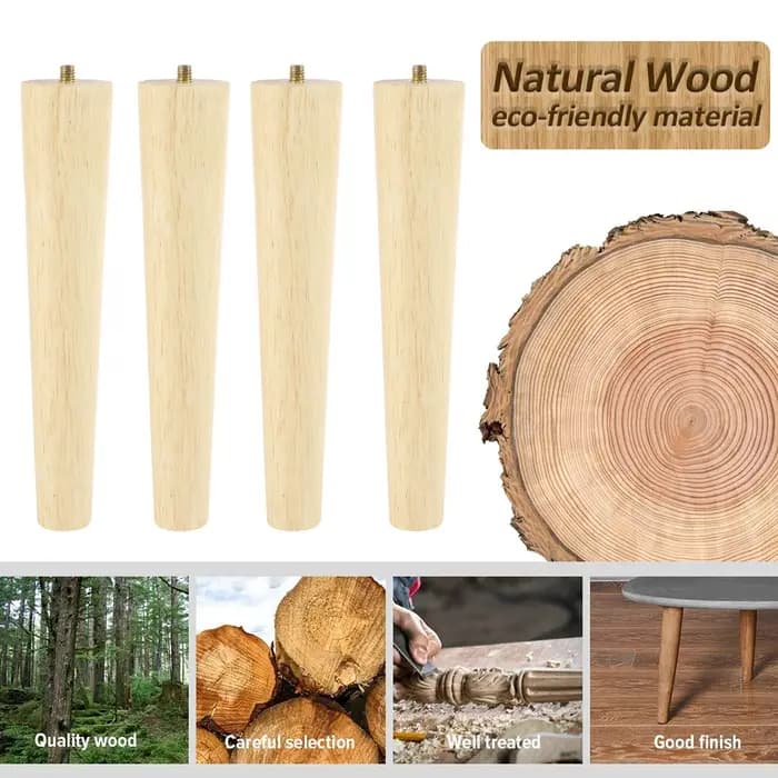 Pieds de meubles de remplacement en bois
