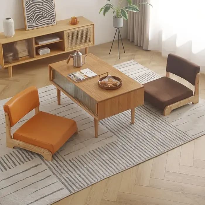 Fauteuil tatami, fauteuil bas de salon, chaise sans pieds en bois massif, chaise de salle à manger coréenne et chaise de salle à manger de style japonais