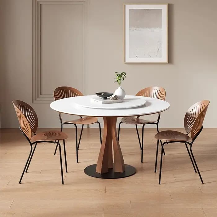 Table à manger nordique en bois massif, plaque de roche, moderne, café, salon, Table ronde, Center,