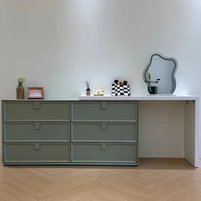 Table de toilette en bois pour chambre à coucher avec accessoires, tiroirs de rangement, chaise de m