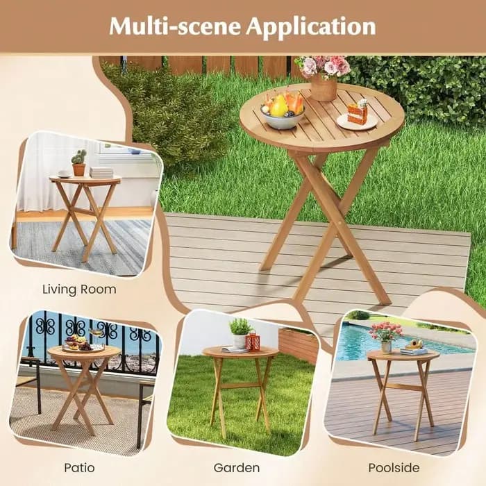 Table d'appoint avec plateau à lattes et structure en X, table basse