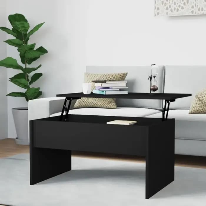 Table basse en bois d'ingénierie noir 31,5x19,9x16,3 pouces, moderne, pour intérieur, extérieur, jar