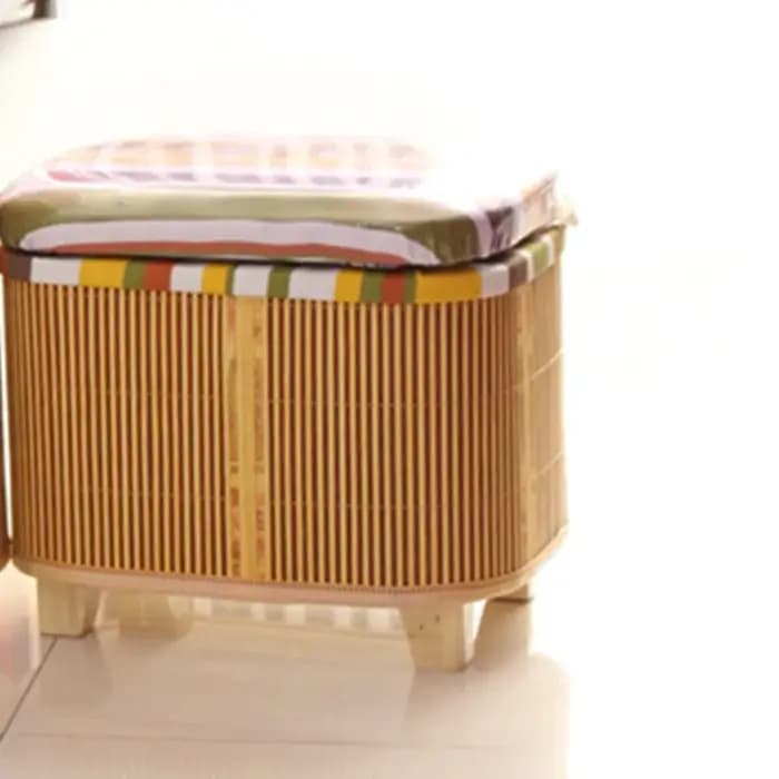 Tabouret de rangement tissé en bambou écologique
