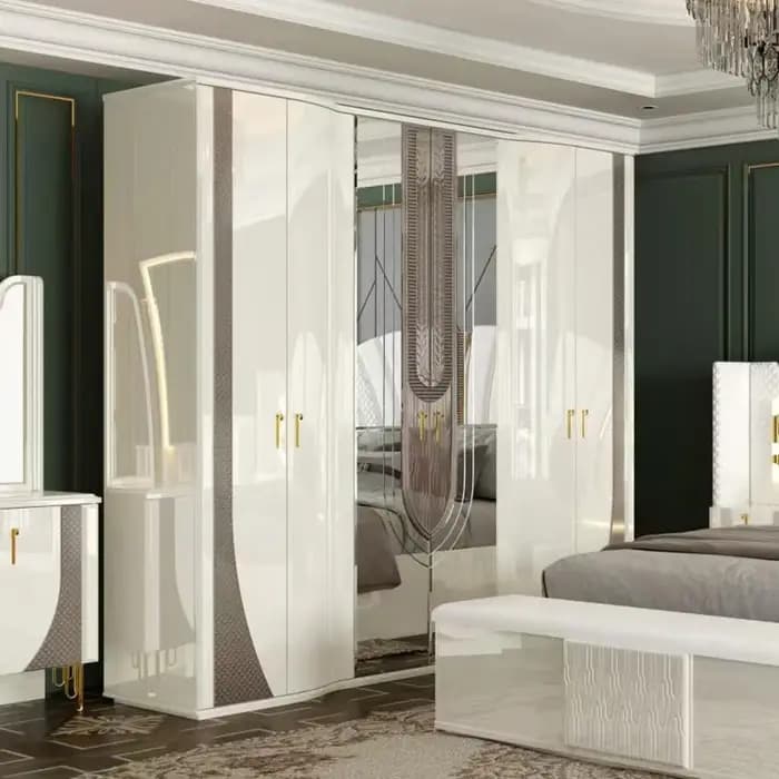 Ensemble de meubles de chambre à coucher en bois au design moderne, lit double king size avec cadre
