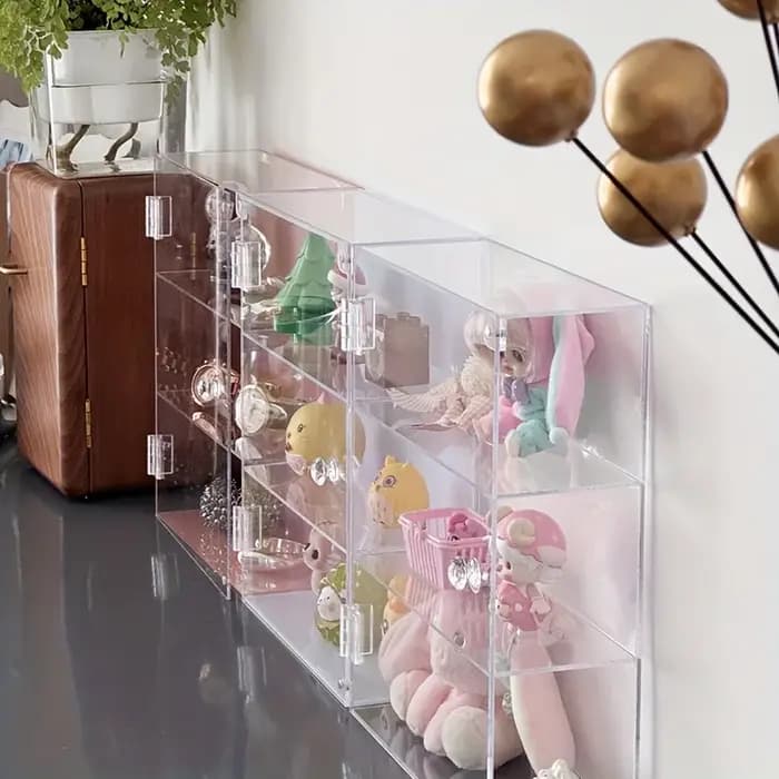 Vitrine en acrylique à porte ouverte avec poignée, rangement transparent anti-poussière de grande capacité, peut stocker des modèles et des cosmétiques, 1 pièce