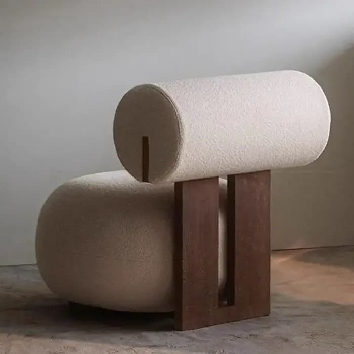 Nordique, bois massif, canapé, moderne, luxe léger, Style crème, salon, paresseux, chaise, chaise de